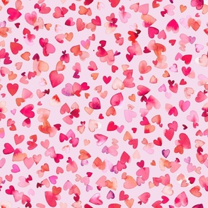 Love hearts Watercolor - Valentine's day, valentines, love - Red Pink Medium 