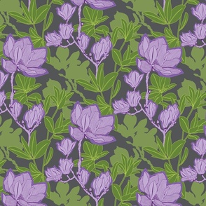 Magnolia flower – gray/ green/ purple