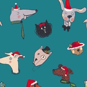 doggie repeat pattern christmas