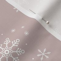 Snowflakes and stars winter night boho ice abstract minimalist seasonal christmas design white on moody rose mauve