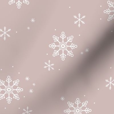 Snowflakes and stars winter night boho ice abstract minimalist seasonal christmas design white on moody rose mauve