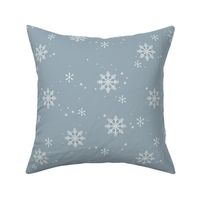 Snowflakes and stars winter night boho ice abstract minimalist seasonal christmas design white on cool blue