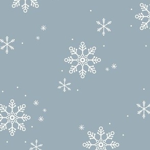 Snowflakes and stars winter night boho ice abstract minimalist seasonal christmas design white on cool blue