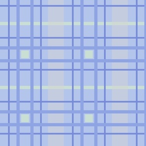 Periwinkle, grey and mint plaid - Large scale