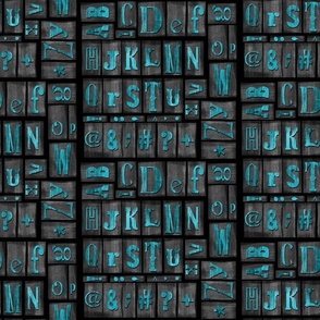 Blue Turquoise Alphabet Print Block