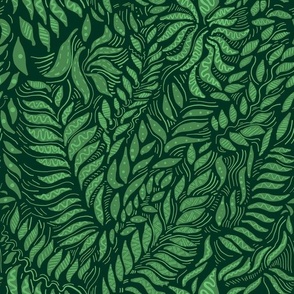 Midnight Green Palm Leaf