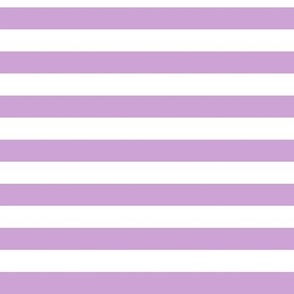 Horizontal Awning Stripe Pattern - Pale Lavender and White