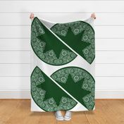 CHRISTMAS TREE SKIRT - ASIAN BORDER - GREEN _ WHITE 40