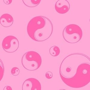 Retro Yin Yang Symbols in Tonal Pink