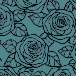 Rose Cutout Pattern - Smoky Blue and Black