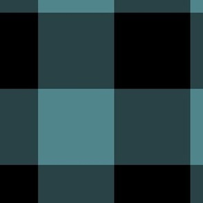 Extra Jumbo Gingham Pattern - Smoky Blue and Black