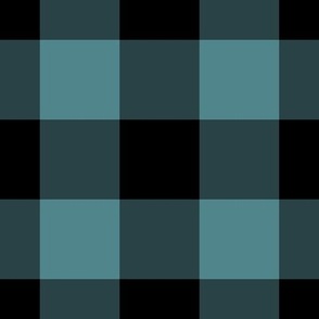 Jumbo Gingham Pattern - Smoky Blue and Black