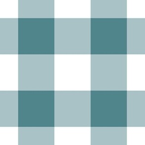Jumbo Gingham Pattern - Smoky Blue and White