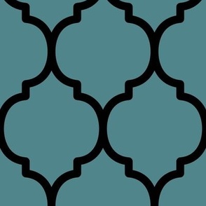 Extra Large Moroccan Tile Pattern - Smoky Blue and Black