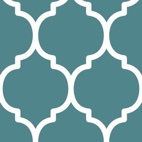 Extra Large Moroccan Tile Pattern - Smoky Blue and White