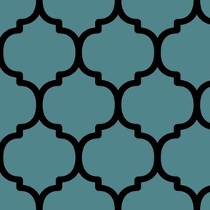 Large Moroccan Tile Pattern - Smoky Blue and Black