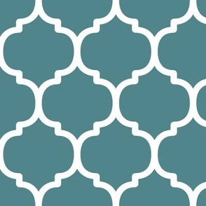 Large Moroccan Tile Pattern - Smoky Blue and White
