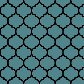 Moroccan Tile Pattern - Smoky Blue and Black