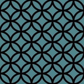 Interlocked Circles Pattern - Smoky Blue and Black