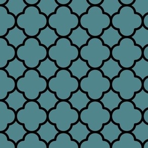 Quatrefoil Pattern - Smoky Blue and Black