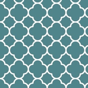 Quatrefoil Pattern - Smoky Blue and White