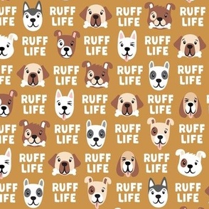 Ruff Life - gold - cute dog fabric - LAD21