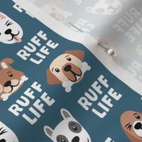 Ruff Life - dark blue - cute dog fabric - LAD21