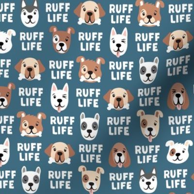 Ruff Life - dark blue - cute dog fabric - LAD21