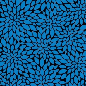 Dahlia Blossoms Pattern - True Blue and Black