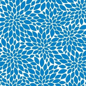 Dahlia Blossoms Pattern - True Blue and White