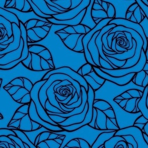Rose Cutout Pattern - True Blue and Black