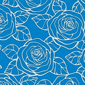 Rose Cutout Pattern - True Blue and White