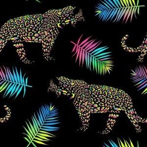 Neon Rainbow Leopards in Black