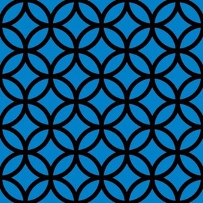 Interlocked Circles Pattern - True Blue and Black