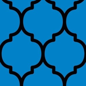 Extra Large Moroccan Tile Pattern - True Blue and Black