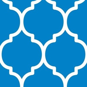 Extra Large Moroccan Tile Pattern - True Blue and White