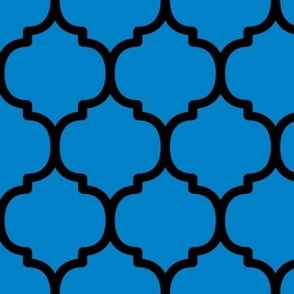 Large Moroccan Tile Pattern - True Blue and Black