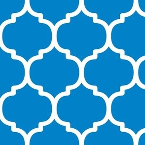 Large Moroccan Tile Pattern - True Blue and White