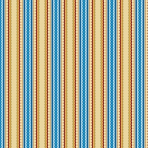 Abstract Stripes Design in Blue, Red & Cream Small