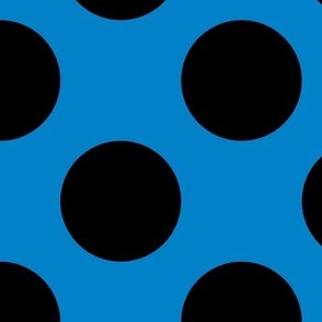Large Polka Dot Pattern - True Blue and Black
