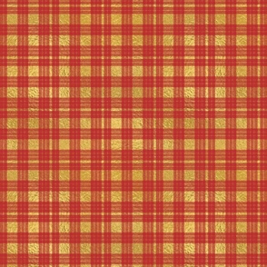  Bright Faux Gold Foil and Red MacLeod Tartan Plaid 