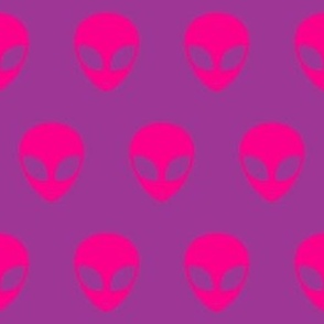 Retro Alien Heads in Neon Purple + Pink