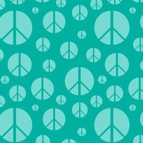 Peace Sign Stamps in Tonal Teal Mint