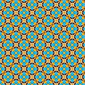 Abstract Geometric Design in Blue, Brown & Yellow Small