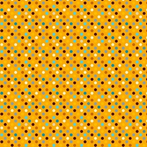 Polka Dots in Brown, Blue & Yellow Small