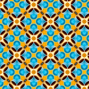Abstract Geometric Design in Blue, Brown & Yellow Large