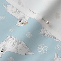 Tiny Sealyham terriers - winter snowflakes