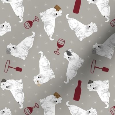 Tiny tailed Sealyham terriers - wine