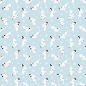 Tiny tailed Sealyham terriers - winter snowflakes
