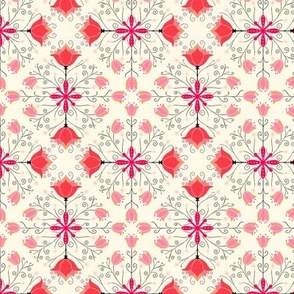 Red floral tile pattern